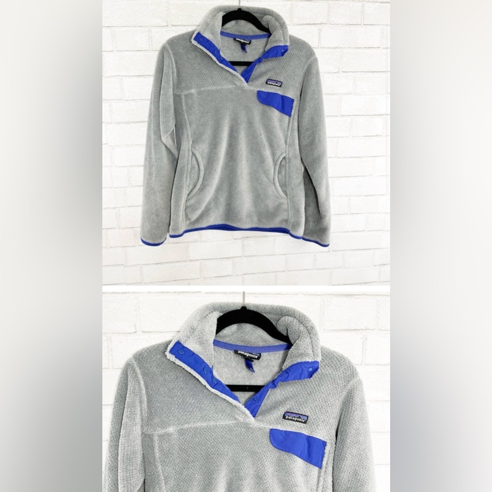 Patagonia Blue & Gray Patagonia Re-Tool Snap-T Fleece Pullover Women's Medium